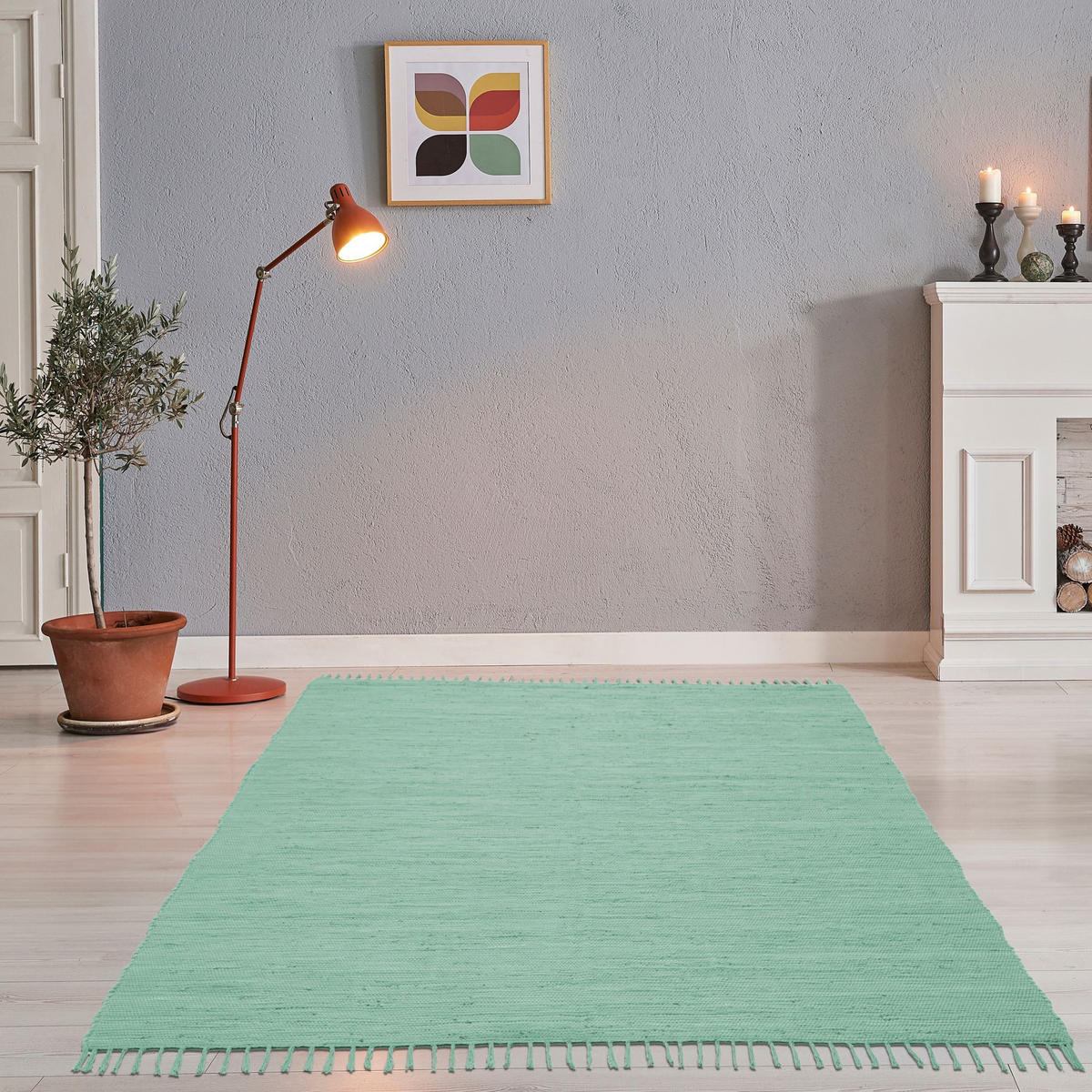 FLECKERLTEPPICH Chindi 70x140 cm - Mintgrün, Textil (70/140cm) - Rug and Roll