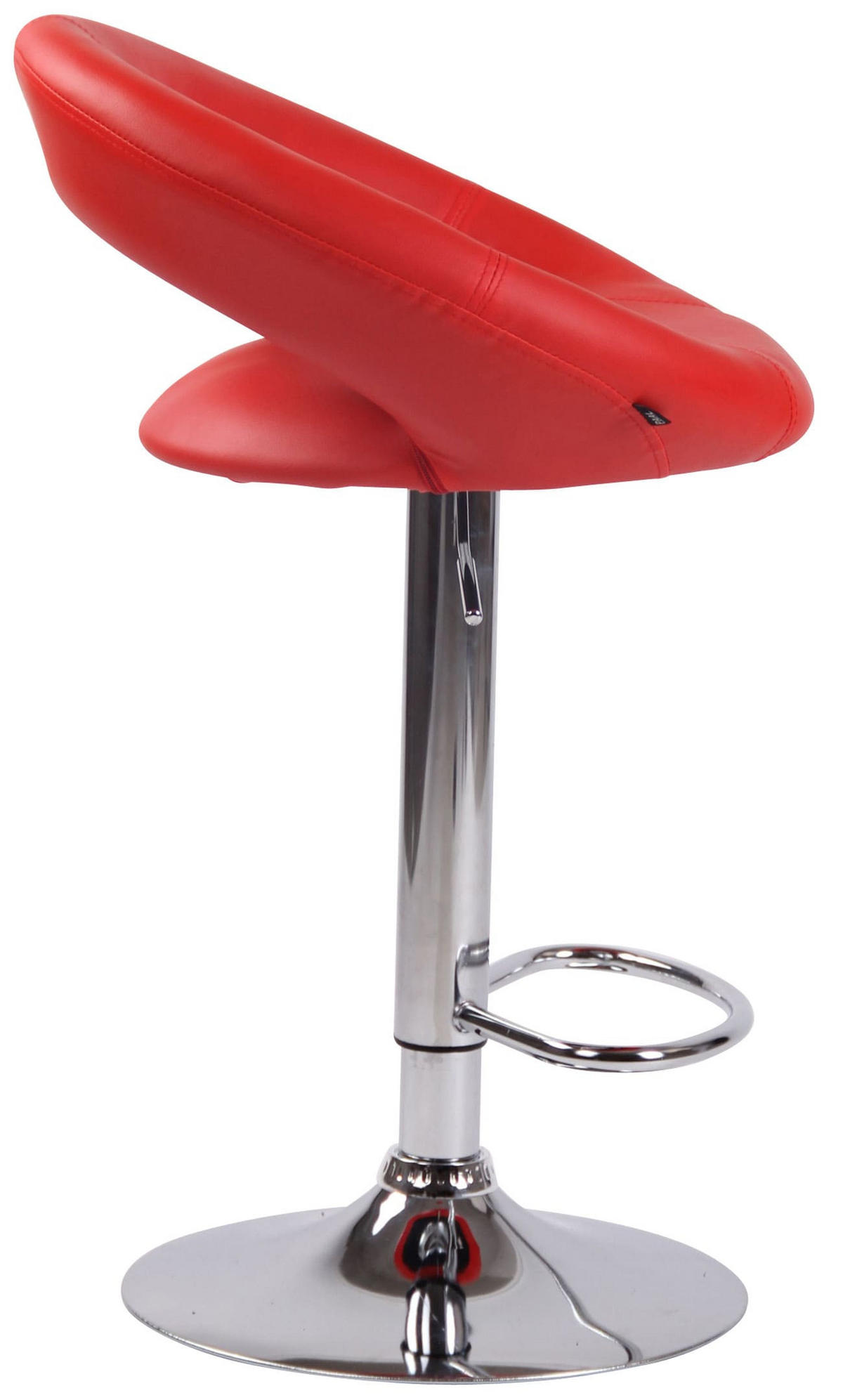 BARHOCKER 2er Set Mekim Kunstleder Rot Silber - Rot, Leder/Metall (53/80/47cm) - DELUKE