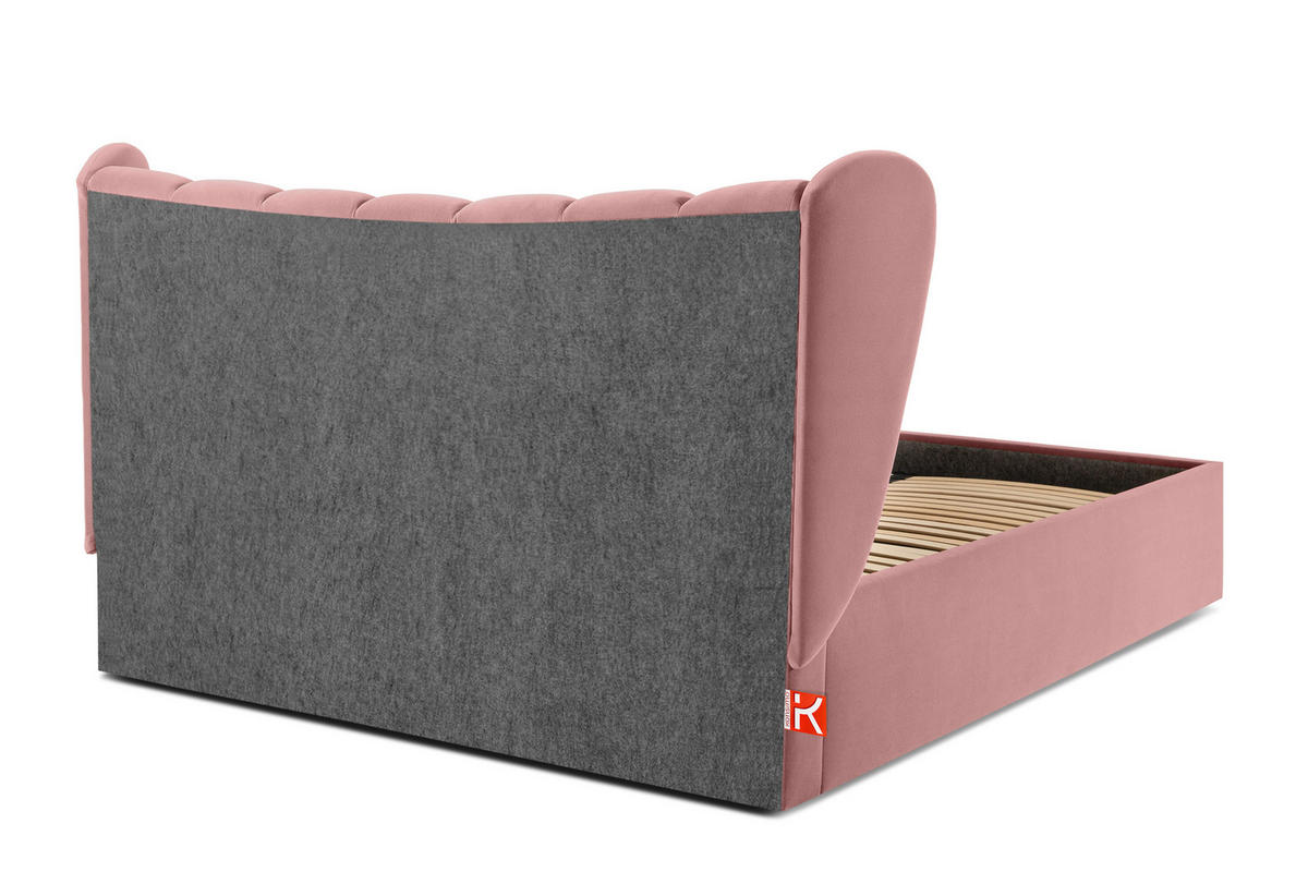 POLSTERBETT GIZO, Muschel-Design - Pink/Schwarz, Holz/Holzwerkstoff (162/204cm) - KONSIMO®