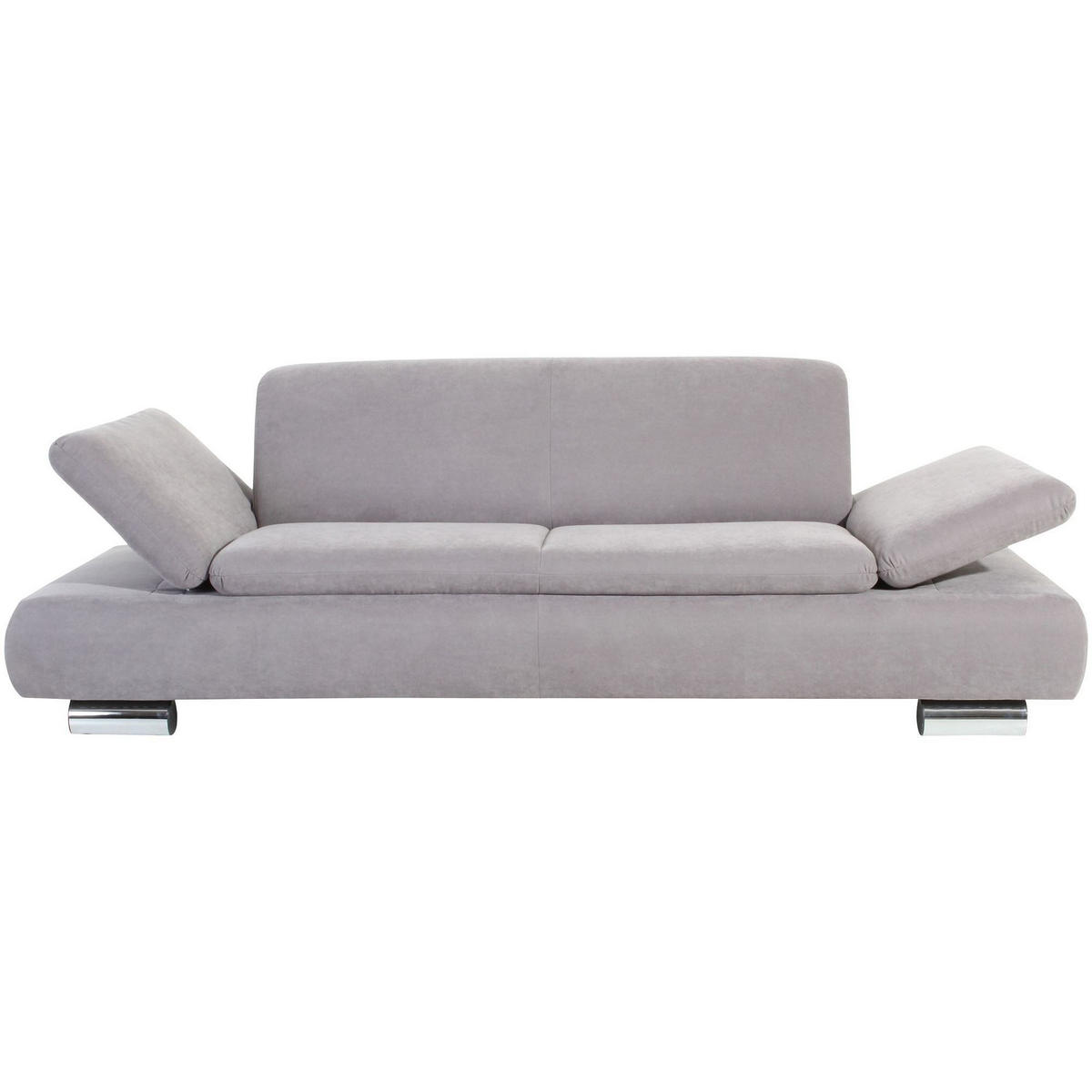 SOFA 2,5-Sitzer Kaye Bezug Veloursstoff Metallfuß verchromt / silber - Grau, Kunststoff (221/76/90cm) - 58aufmkessel