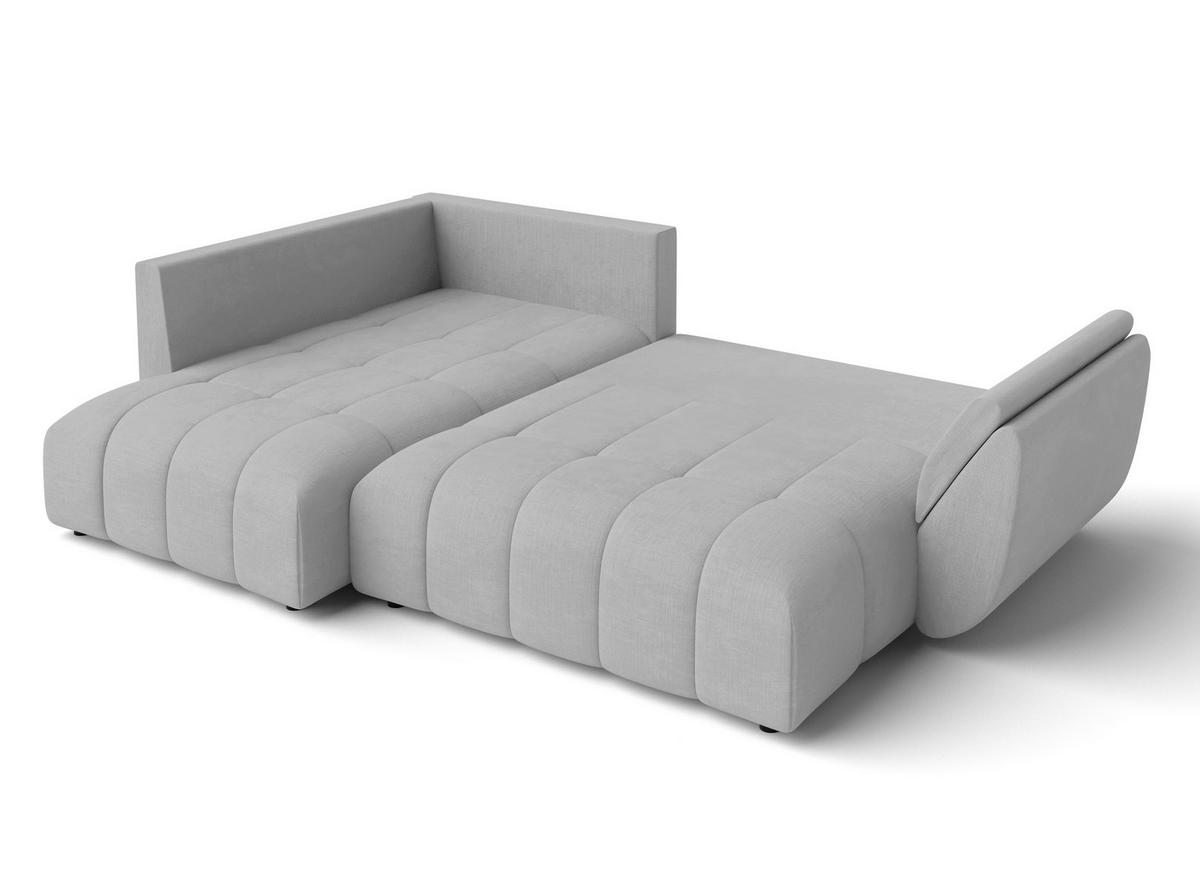 ECKSOFA L Form Corleone Hellgrau 266/190/91 cm mit Schlaffunktion - Hellgrau/Schwarz, Kunststoff/Textil (266/182cm) - AX Living