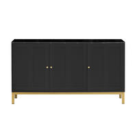 SIDEBOARD 140 cm in Weiß & Marmor-Optik 3 Türen - Schwarz, Holzwerkstoff (140/80/40cm) - Urban Meuble