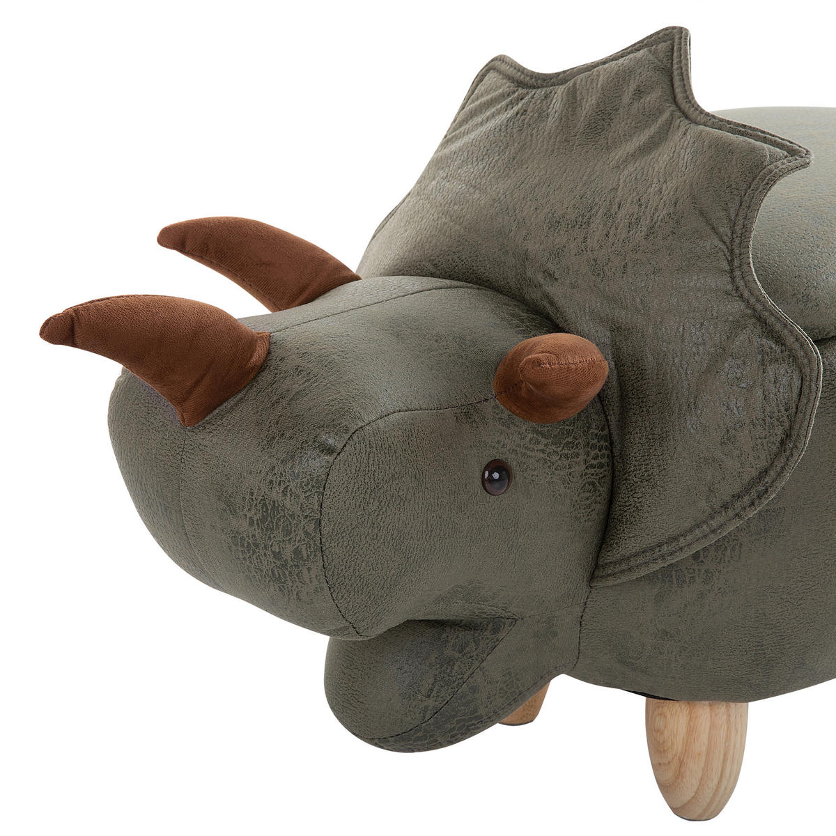 HOCKER Triceratops 42/92/56 cm - Grün, Kunststoff/Textil (92/56/42cm) - Beliani