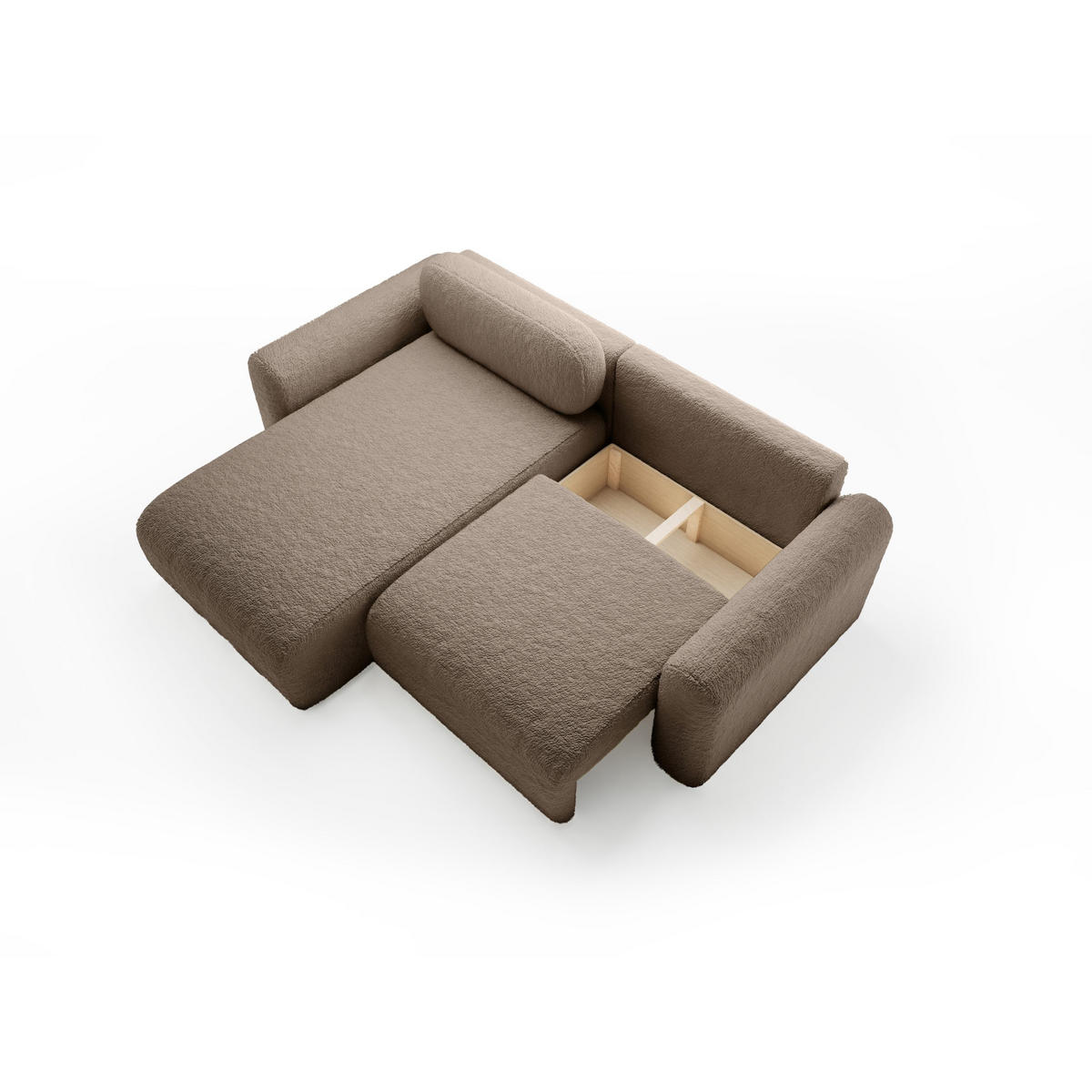 ECKSOFA mit Schlaffunktion Thekla Mini, Brown - Braun, Textil (246/100cm) - Fedve