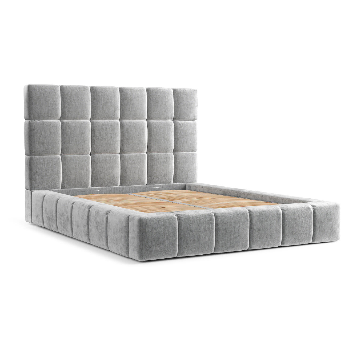 POLSTERBETT Kendal Tres Hellgrau 180/200 cm im Chenille-Stoff - Hellgrau/Schwarz, Holz/Holzwerkstoff (180/200cm) - Maison de Reve