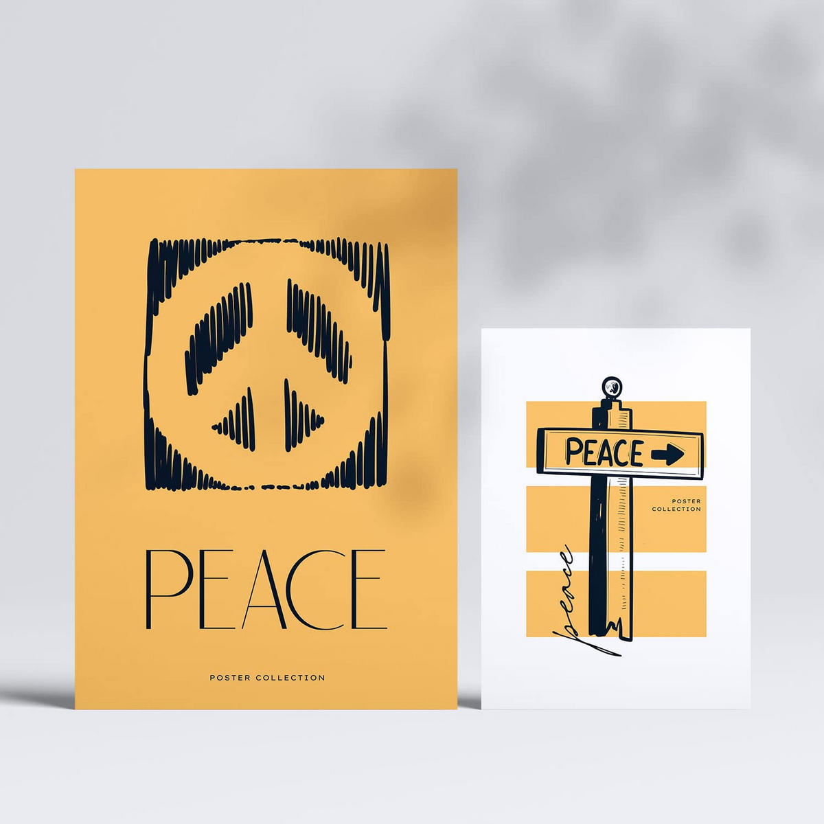 POSTER Set Mit 6 In Schwarzer Tinte Friedenszeichen A3 & A4 Rahmenlos - Klar, Papier (29/3cm) - Nacnic