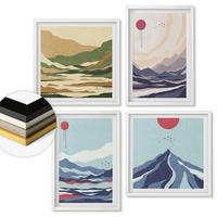 WANDBILDER 4er-Set - 50x50 cm & 40x60 cm Weißer Rahmen - Abstrakte Berglandschaften - Weiß, Kunststoff (50/50cm) - ArtPrintCave