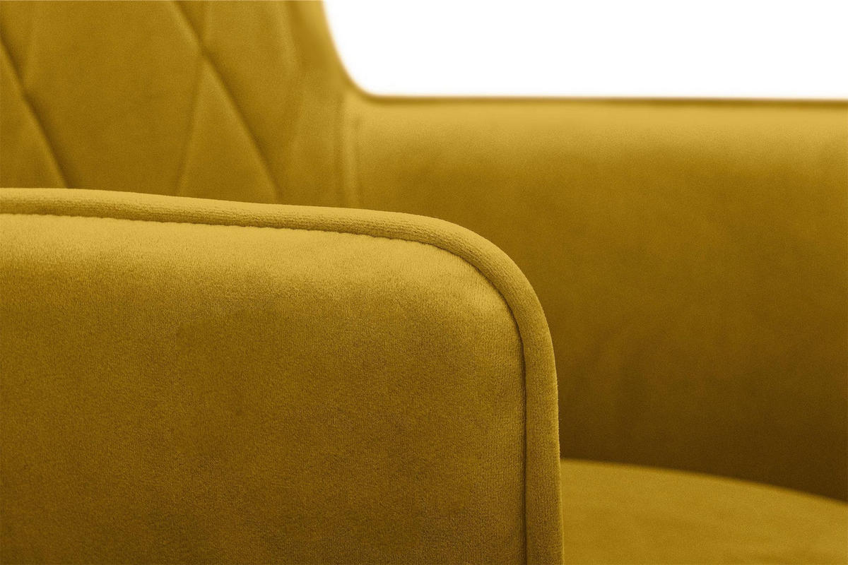 ESSZIMMERSTUHLE PYRUS 2-tlg Velours-Sitz, Gelb - Gelb/Schwarz, Textil/Metall (56/84/46cm) - KONSIMO®