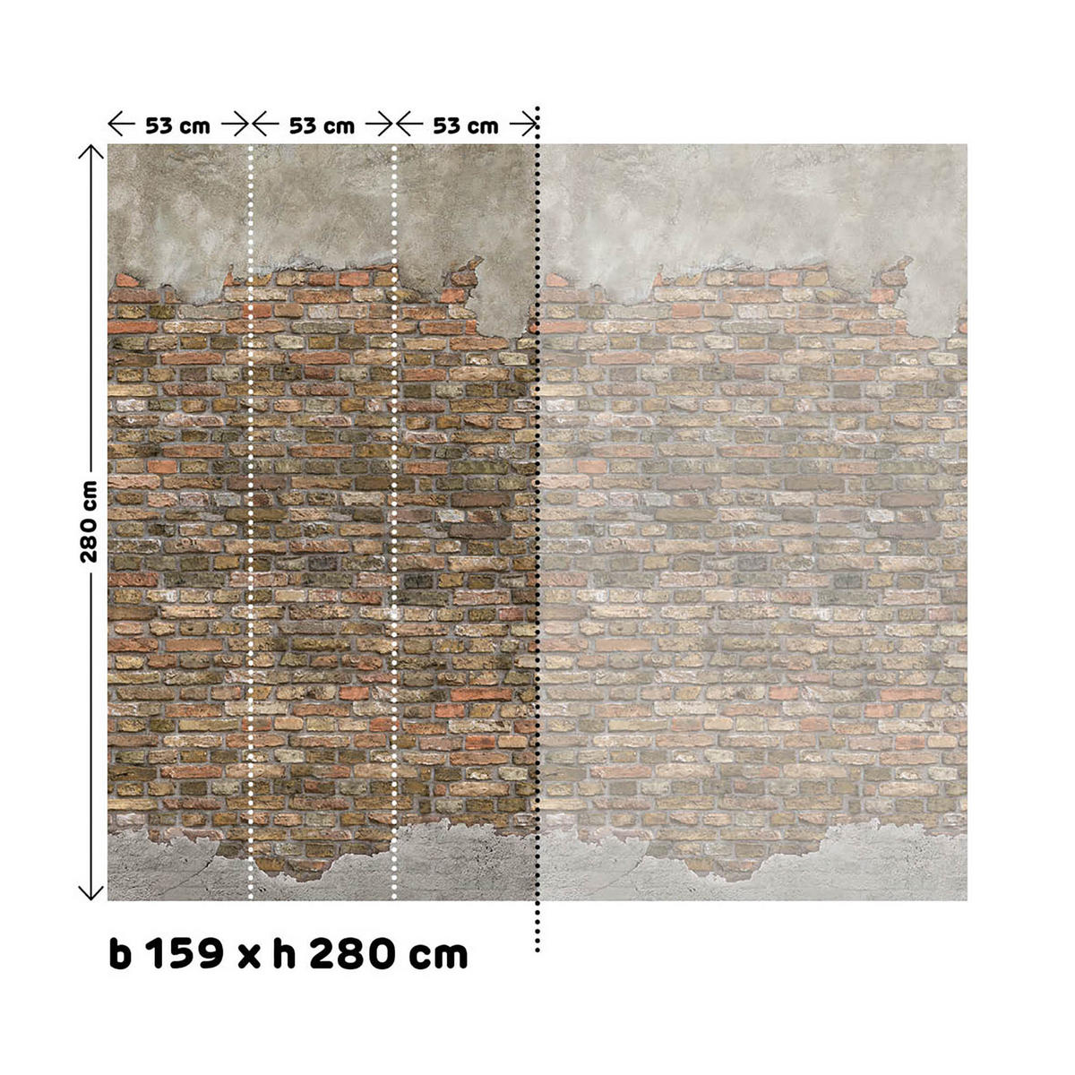 FOTOTAPETE Ziegelwand 280x159cm - Rot, Papier/Kunststoff (159/1cm) - Sublime