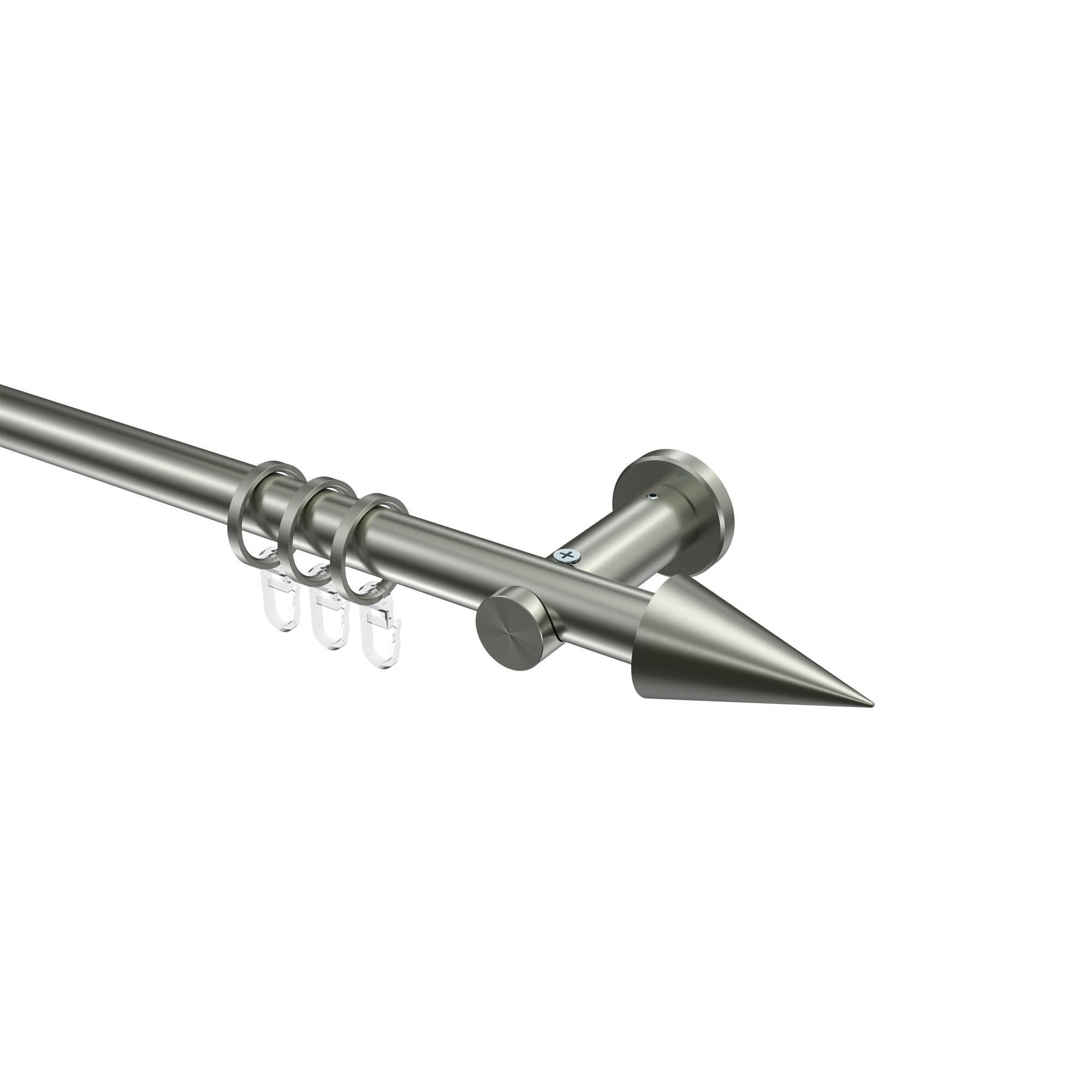 GARDINENSTANGEN-SET Platon Savio 600 cm (geteilt in 3 x 200 cm), 1-läufig, 20 mm Ø Edelstahl-Optik - Edelstahlfarben, Metall (600cm) - INTERDECO