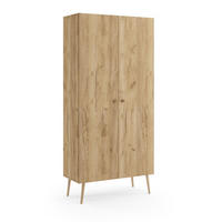 KLEIDERSCHRANK Ikon, Eiche Kraft, mit 5 Regalen - Eiche Artisan, Holzwerkstoff (87/212/41cm) - Bettso