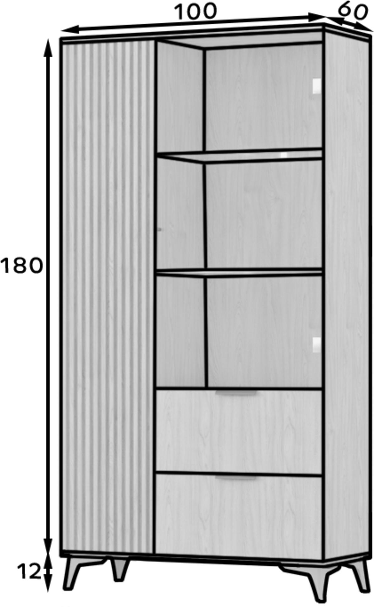 VITRINE - Entia Artisan - Eiche Artisan, Holzwerkstoff (100/180/60cm) - Möblo