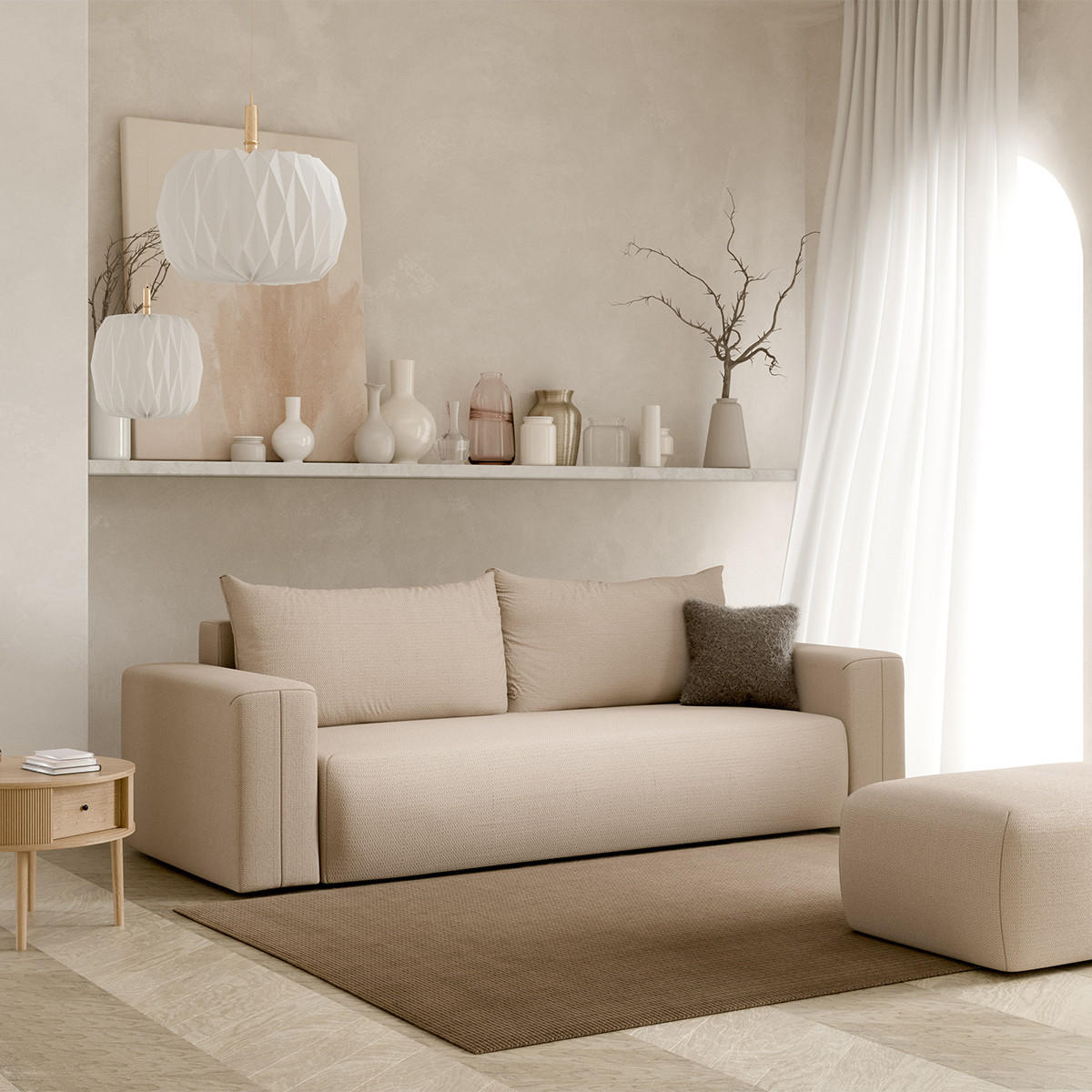 SOFA Bliss 3 Sitzplätze Beige - Beige, Holz (252/72/97cm) - Petits-meubles