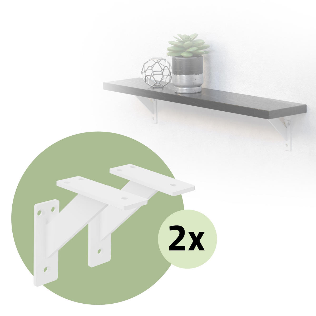 REGALTRÄGER 2er Set - Weiß, Metall (12/3/12cm) - ML-DESIGN