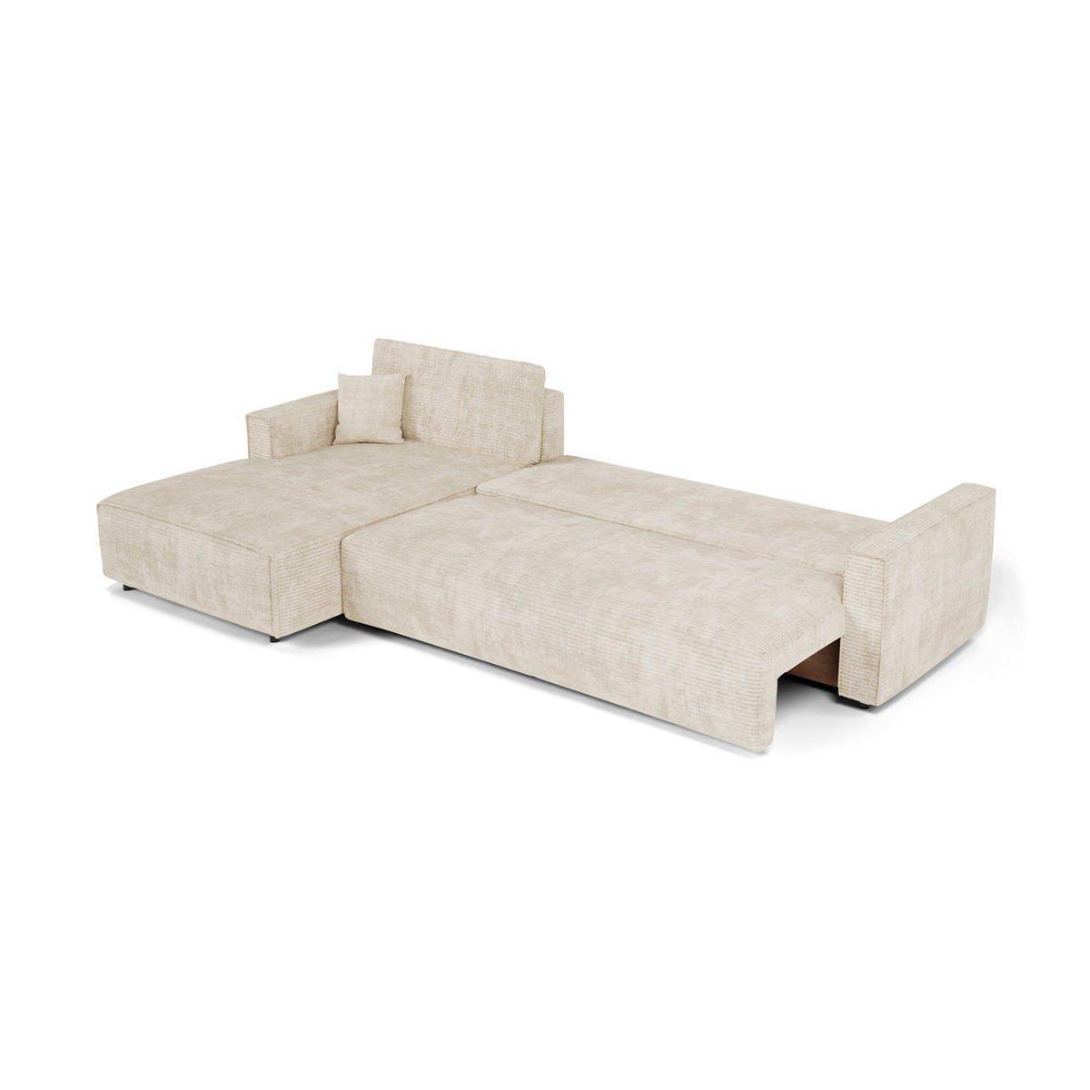 LINKSECK-SCHLAFSOFA mit Stauraum Cord Beige 297cm - Beige, Textil (297/167cm) - Premium Interiors