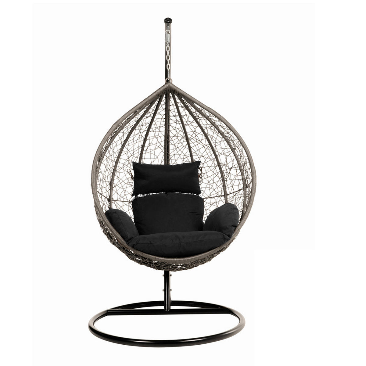 HÄNGESESSEL CIELO - Farbe: Schwarz, Ausstattung: Mit Regenabdeckung - Schwarz, Kunststoff (104/200/104cm) - Home Deluxe