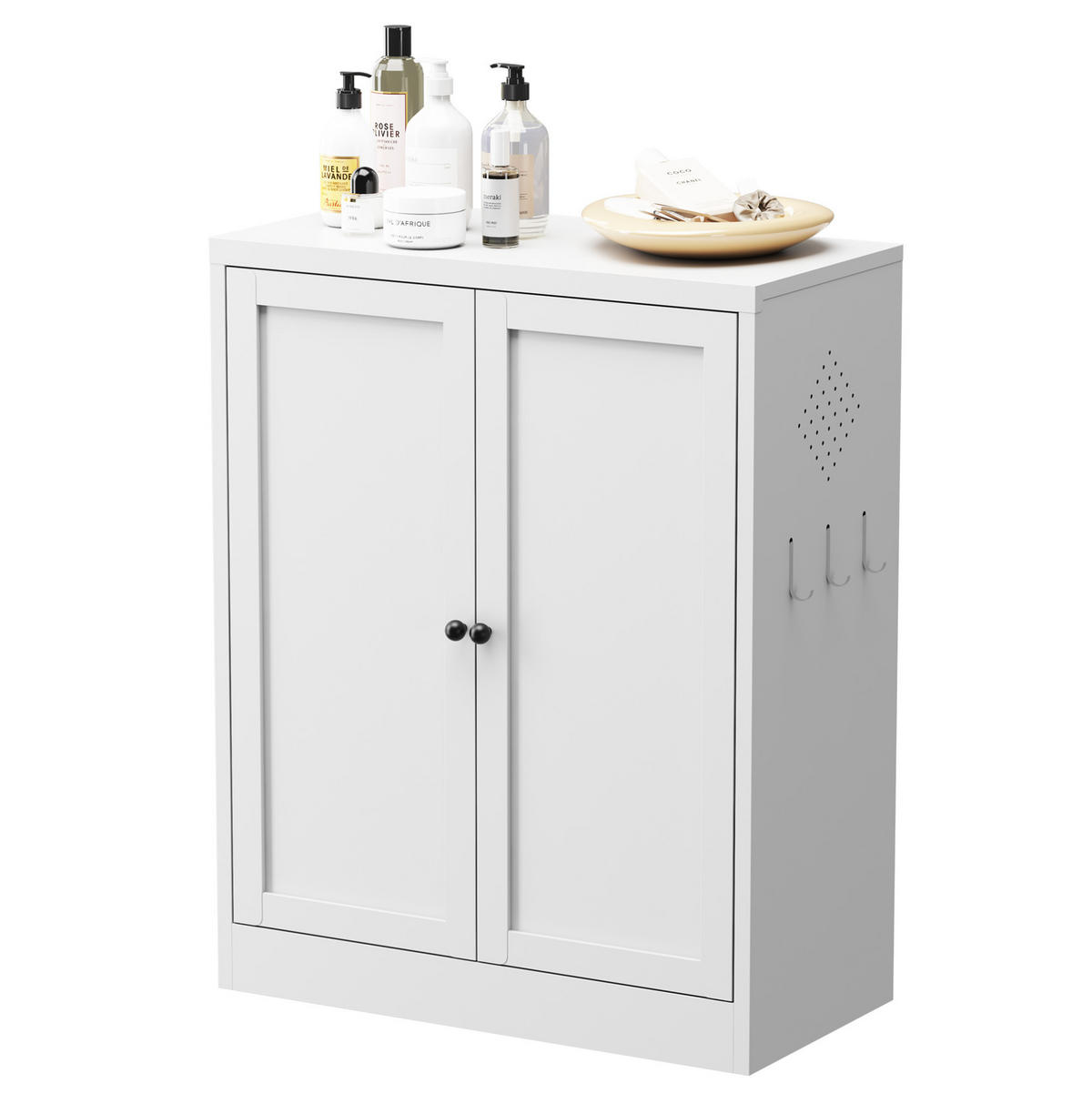 SIDEBOARD35/70/88 cm Weiß aus Metall mit 2 Einlegeböden - Weiß, Metall (70/88/35cm) - OKWISH