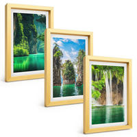 BILDER SET 3er Set - 20x30 cm Goldrahmen - Grüne Landschaften, Wasserfälle - Goldfarben, Kunststoff (20/30cm) - TULUP