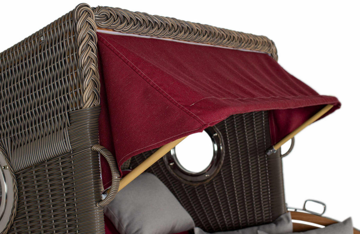 STRANDKORB XL Schillig Bullauge - Rot/Braun, Metall (142/170/95cm) - Mr. Deko