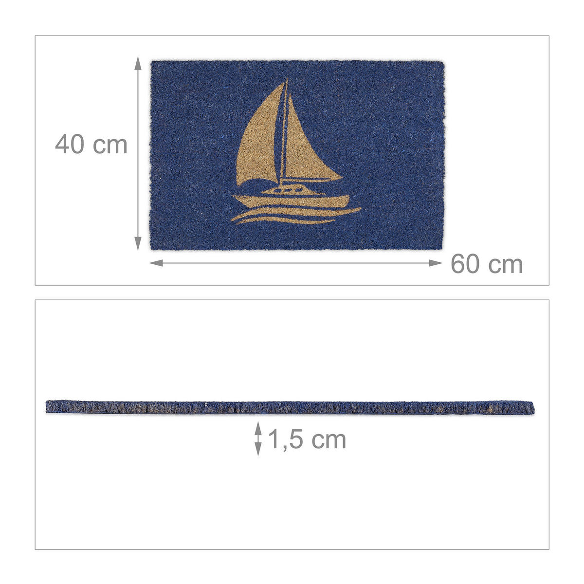 FUSSMATTE - Dunkelblau, Kunststoff/Textil (60/40cm) - Relaxdays