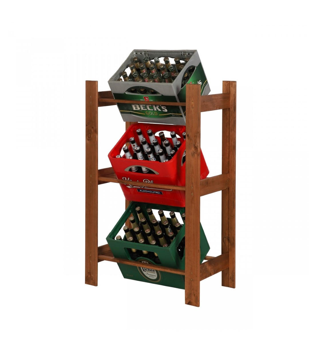 GETRÄNKEKISTENREGAL PINEPEAK 107,4x70x38,8cm für 3 Kisten Kiefernholz Braun - Braun, Holz (70/107.4/39cm) - PROREGAL