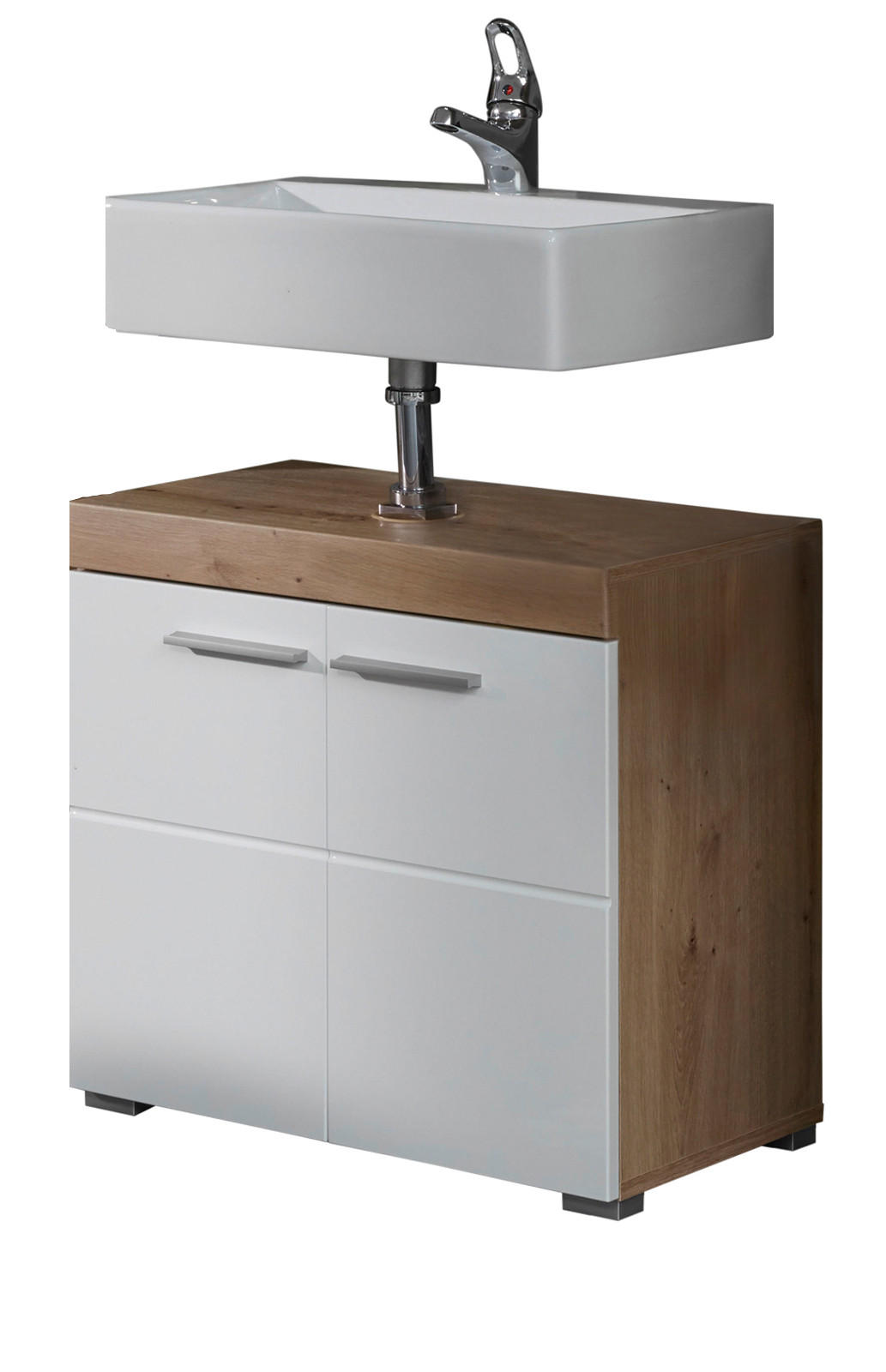 Top.Furn Waschbeckenunterschrank Eiche, Weiß 60x56x34 cm