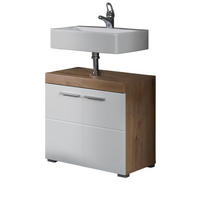 WASCHBECKENUNTERSCHRANK weiß Hochglanz, Eiche Badschrank 60 x 56 cm - Eichefarben/Weiß, Holzwerkstoff/Kunststoff (60/56/34cm) - Top.Furn