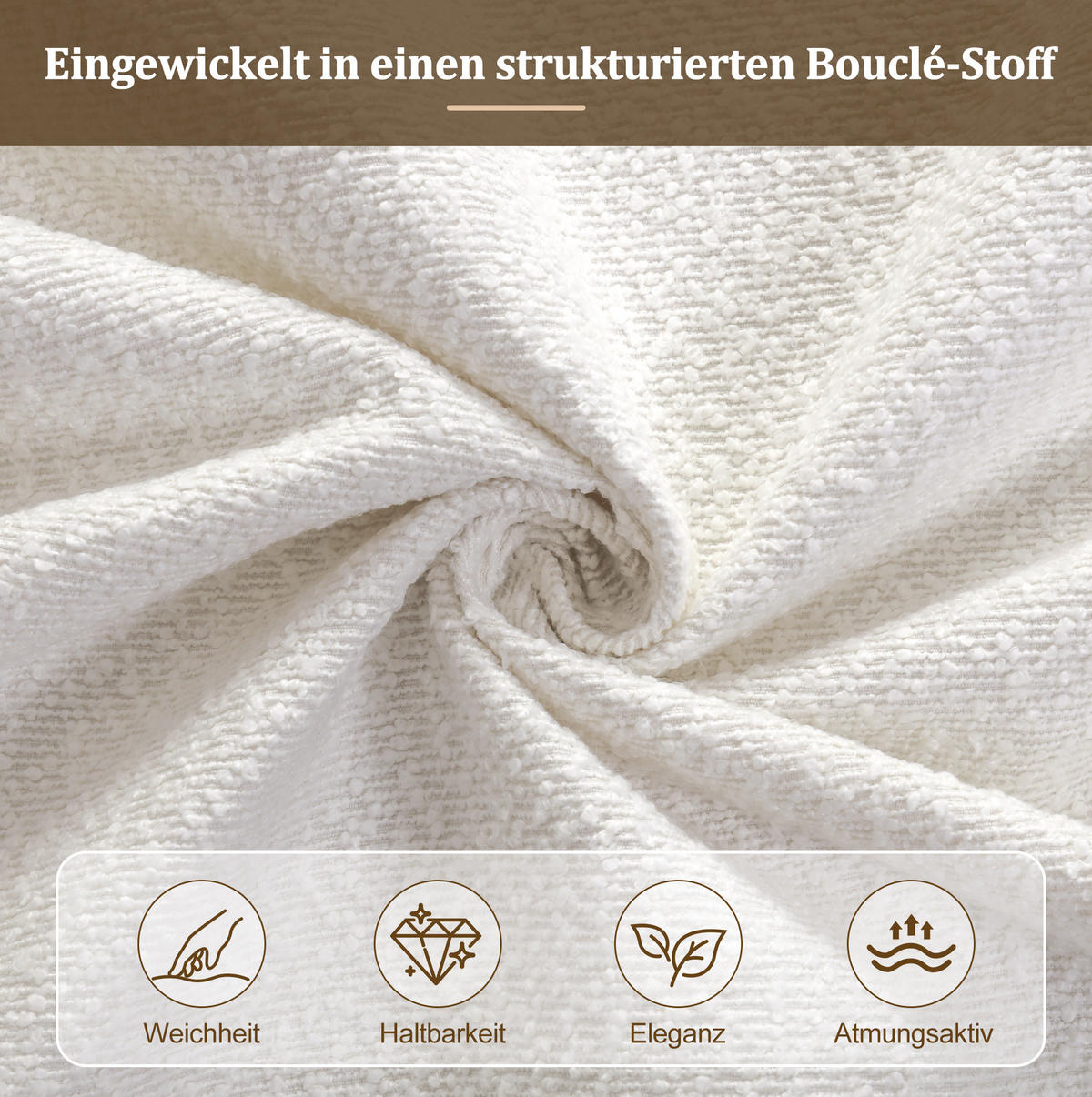 POLSTERBETT mit Stauraum 180x200 cm Bouclé Weiß - Weiß, Metall (180/200cm) - Meubliv
