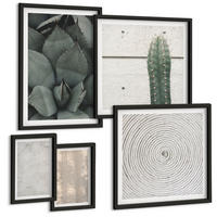 BILDER SET 5er Set - 50x50 cm & 20x30 cm & 40x60 cm Schwarzer Rahmen - Sommerliche Texturen aus den Tropen - Schwarz, Kunststoff (40/60cm) - TULUP