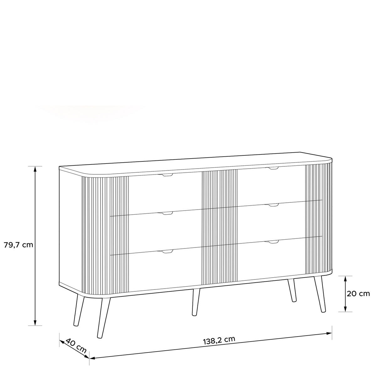 KOMMODE PURA, Cremefarbig - Creme/Schwarz, Holzwerkstoff/Metall (138/80/40cm) - KONSIMO®