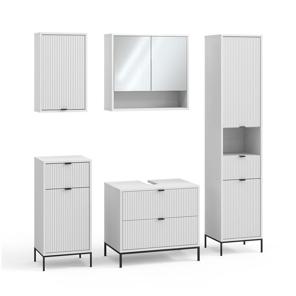 BADMÖBEL-SET Eliza Weiß 5 Teile - Weiß, Holzwerkstoff (70/63/45.1cm) - Vicco