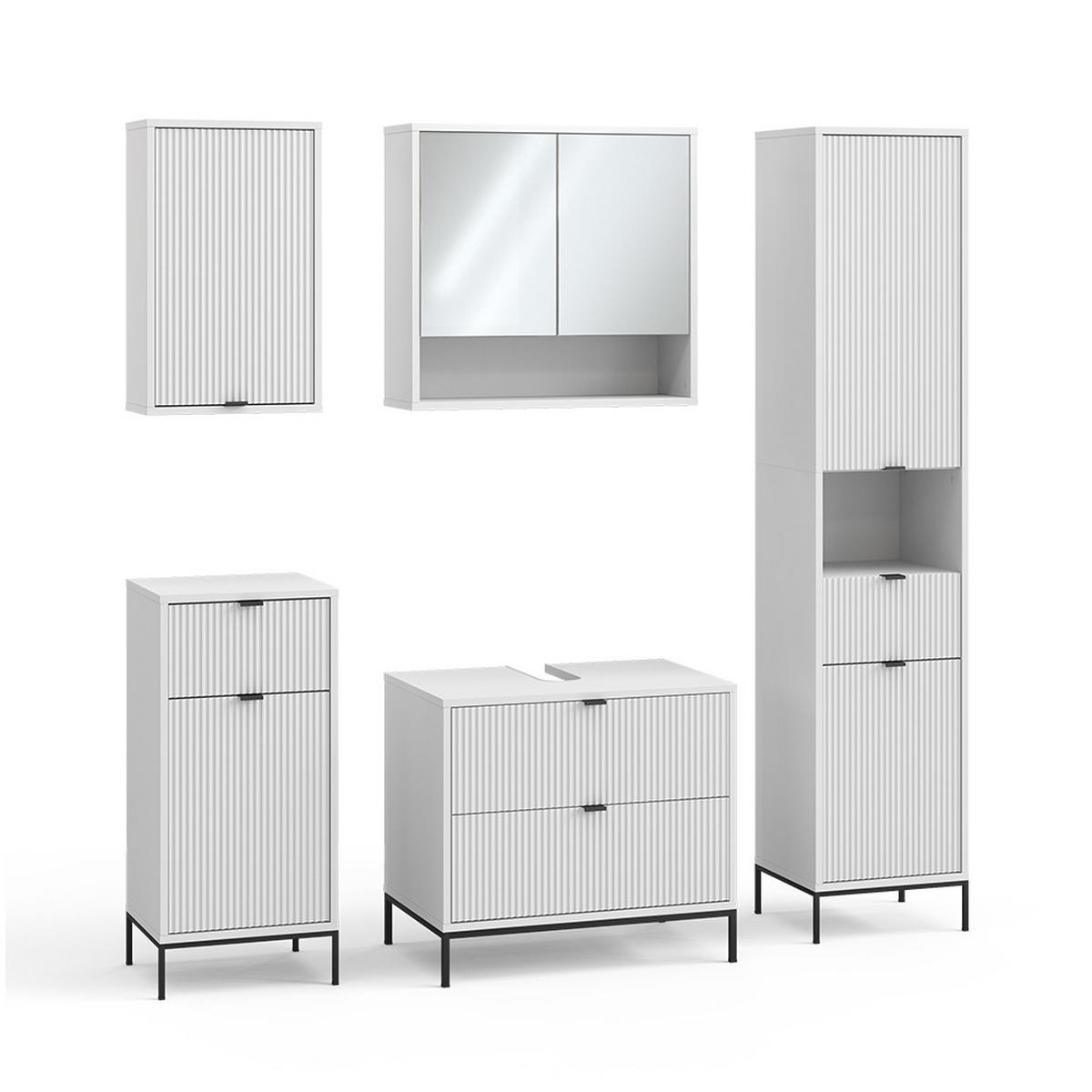 BADMÖBEL-SET Eliza Weiß 5 Teile - Weiß, Holzwerkstoff (70/63/45.1cm) - Vicco