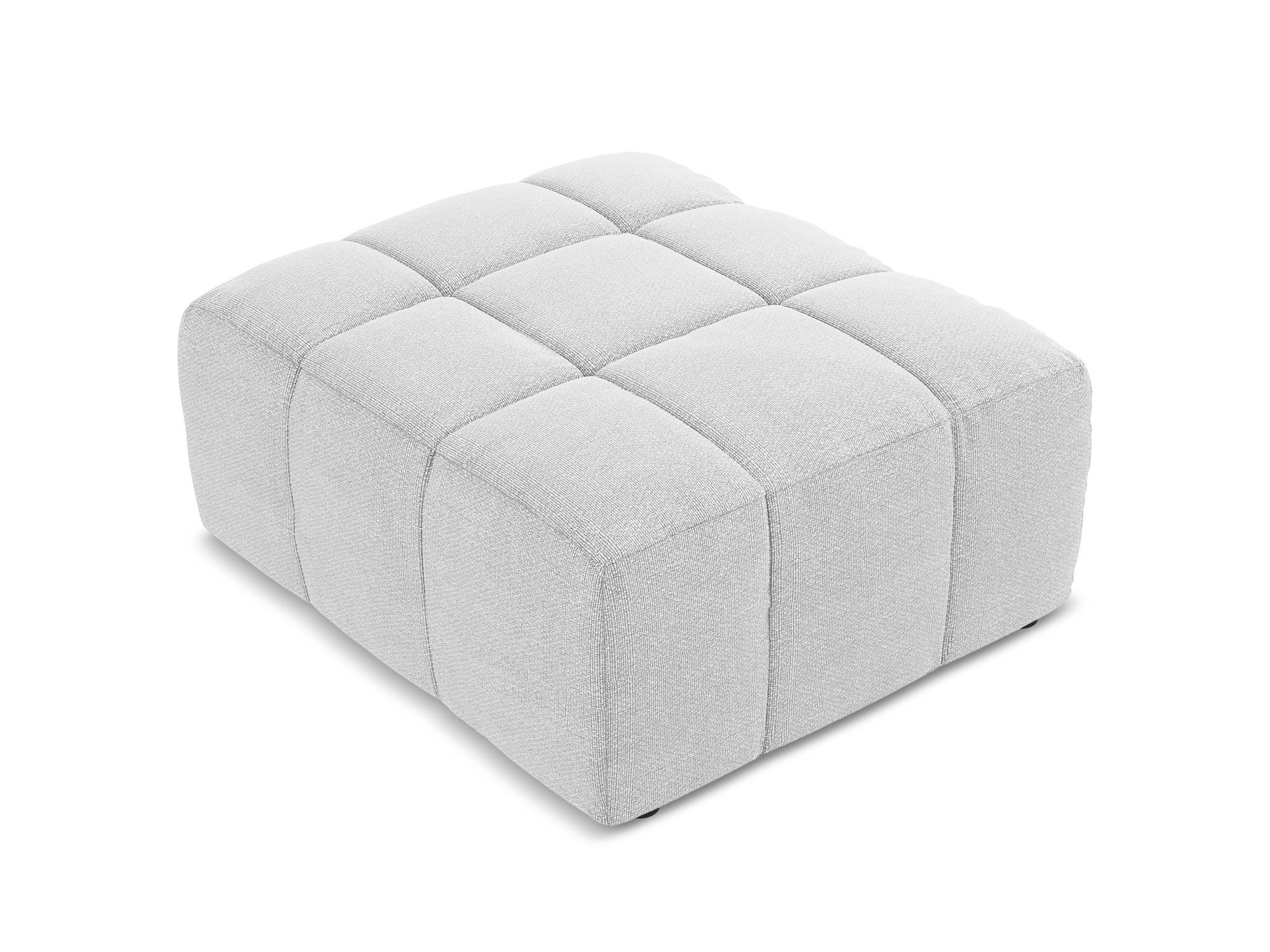 POUF Bouclé Stoff Grau - Silberfarben/Schwarz, Holzwerkstoff/Kunststoff (75/41/90cm) - Makamii