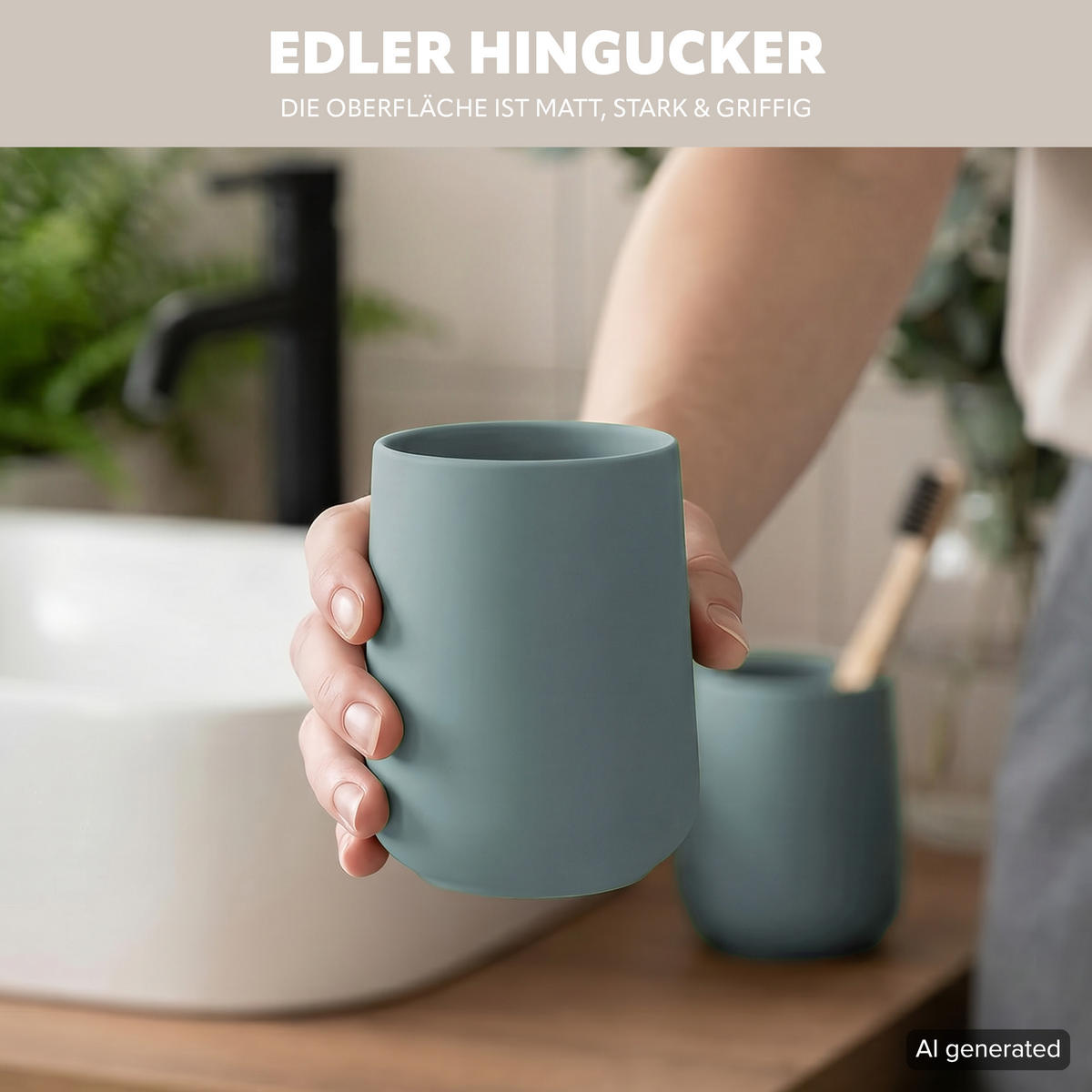 BECHER-SET TESERO 2tlg., Soft-Touch, hellblau - Hellblau, Kunststoff (8.5/10.5/8.5cm) - eluno
