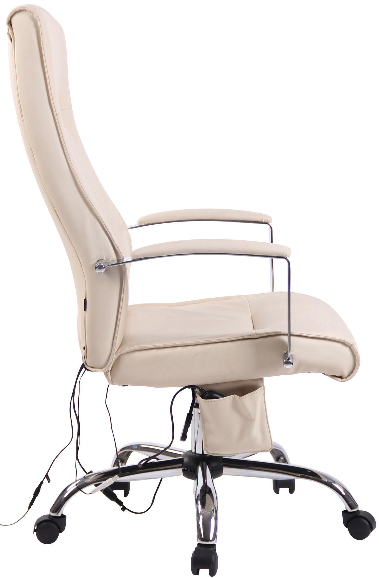 CHEFSESSEL Lederlook Creme - Chromfarben/Creme, Textil/Metall (63/114/72cm) - CLP