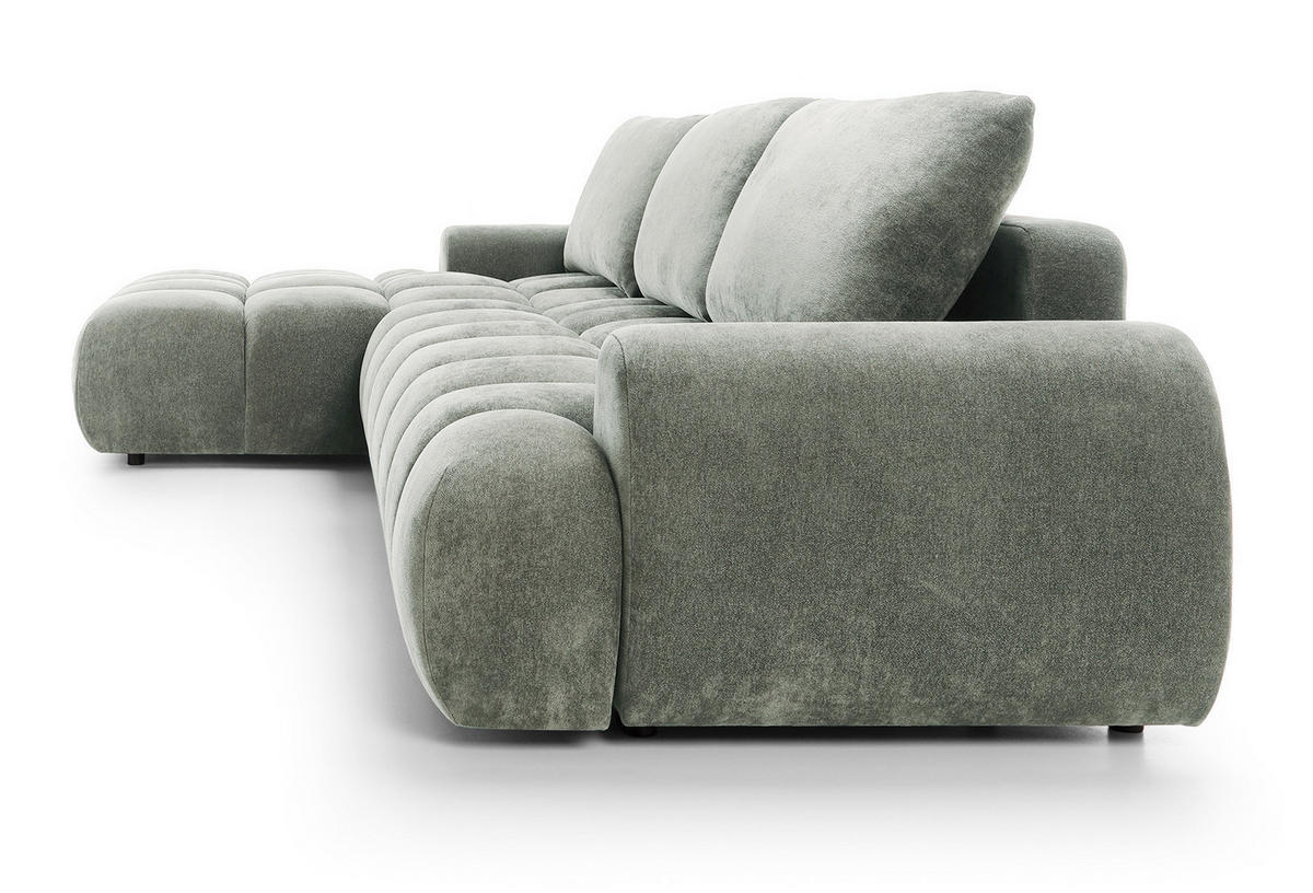 ECKSOFA 340 cm Valerio II, Schlaffunktion, Bettkasten, Links, Hellgrau - Hellgrau, Holz (340/177cm) - Emporius