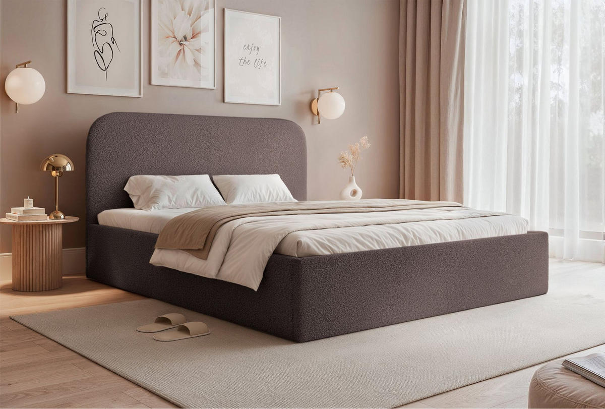 POLSTERBETT Sonvivo Braun Bouclé 140x200 cm - Braun, Kunststoff/Textil (140/200cm) - Selsey