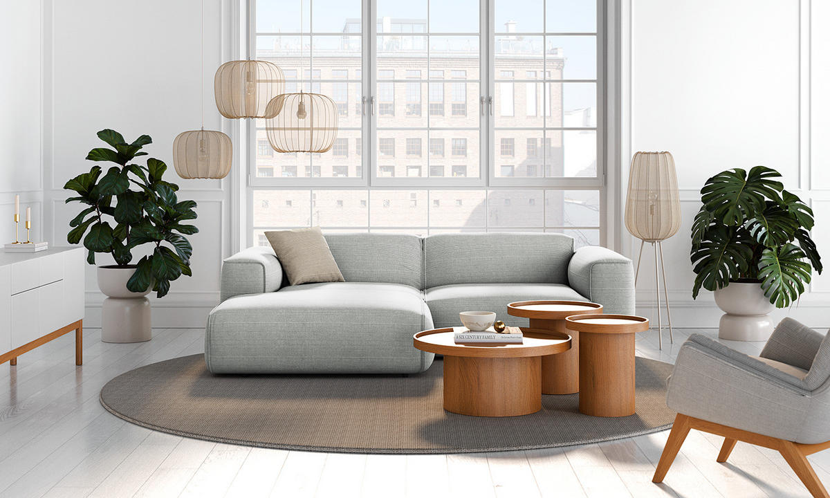 ECKSOFA mit XL-Longchair - Schwarz/Grau, Kunststoff/Textil (260/171cm) - home24