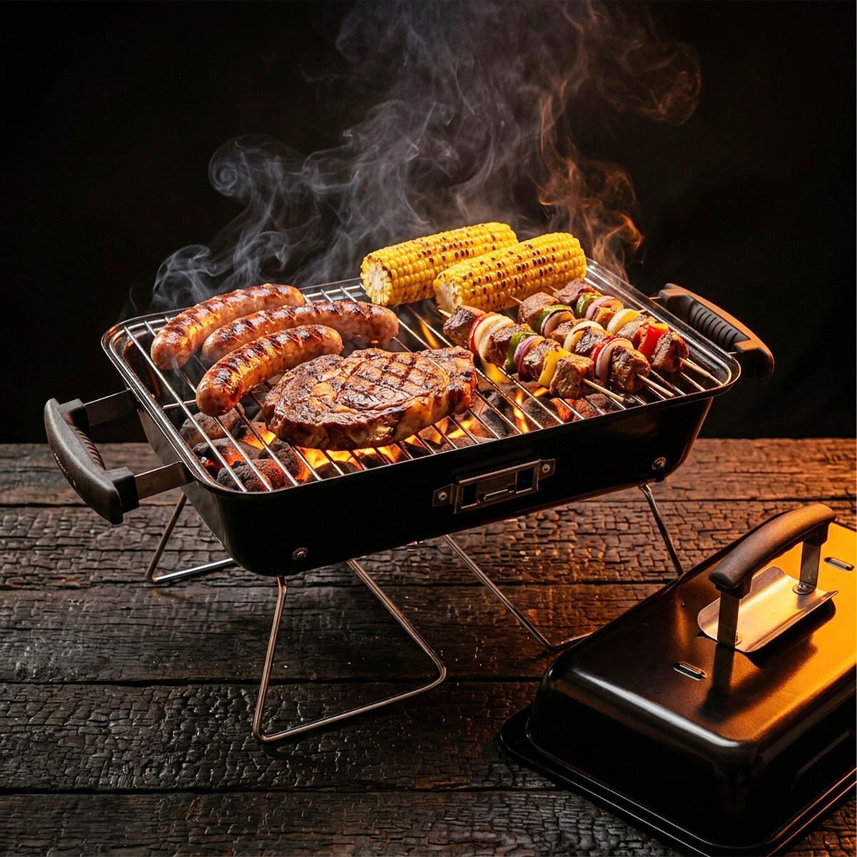 TISCHGRILL - Schwarz, Kunststoff/Metall (56/36/30.5cm) - Relaxdays