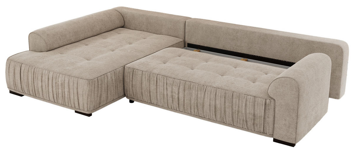 ECKSOFA ORTA Beige Stukture - Links - Beige/Schwarz, Textil (325/200cm) - MKS
