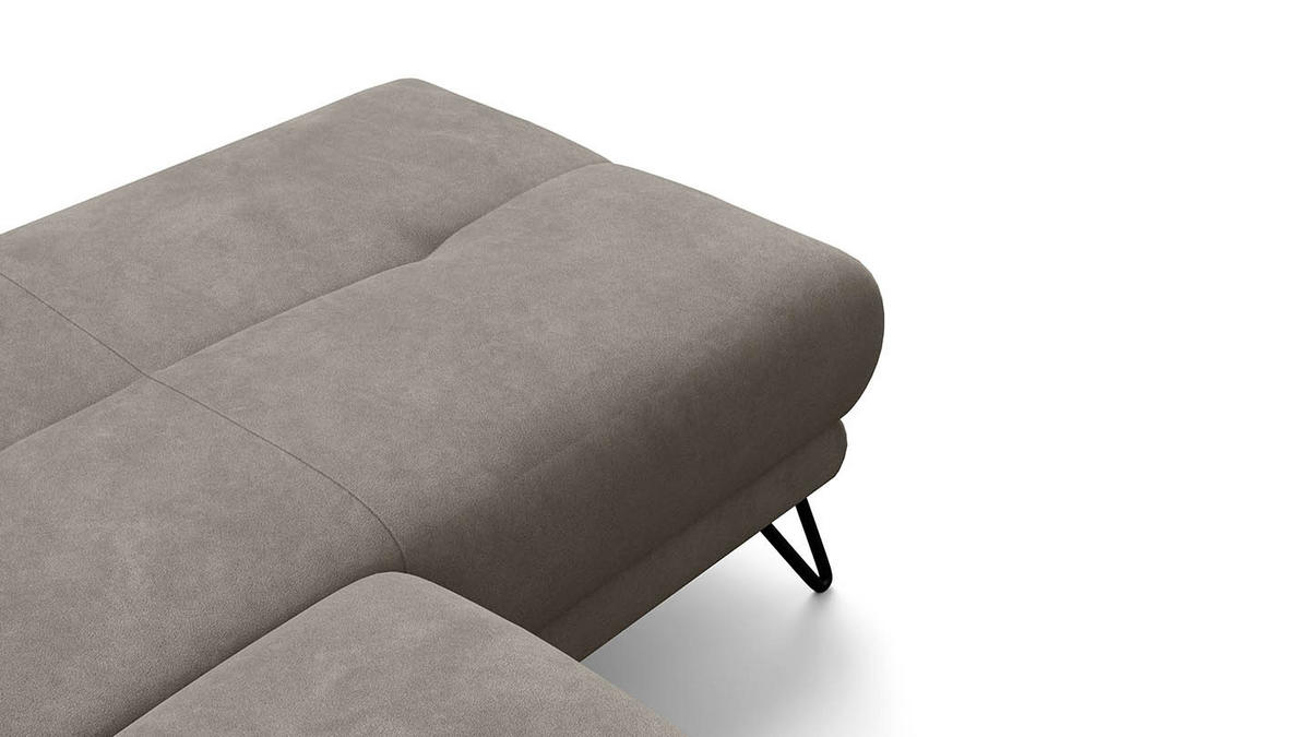 ECKSOFA RODEN 4-Sitzer mit Relax, beige, Veloursstoff - Beige, Holz/Textil (268/92cm) - Wozimo