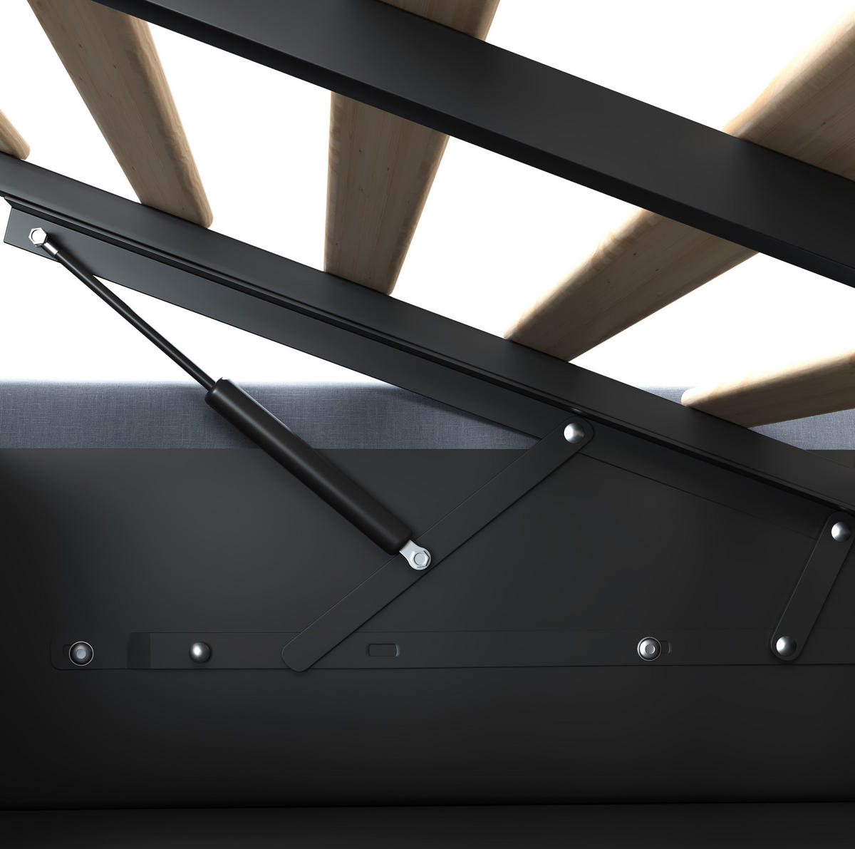 POLSTERBETT aus Leinen und MDF 140x200 cm Grau mit LED-Nachttischen, Staufächern und Hydraulikfunktion - Grau, Textil (140/200cm) - Modfu