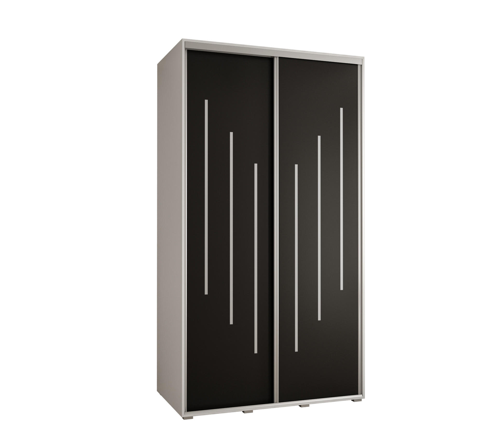 Abiks Möbel Schwebetürenschrank Weiß, Schwarz, Silber 140x235x60 cm