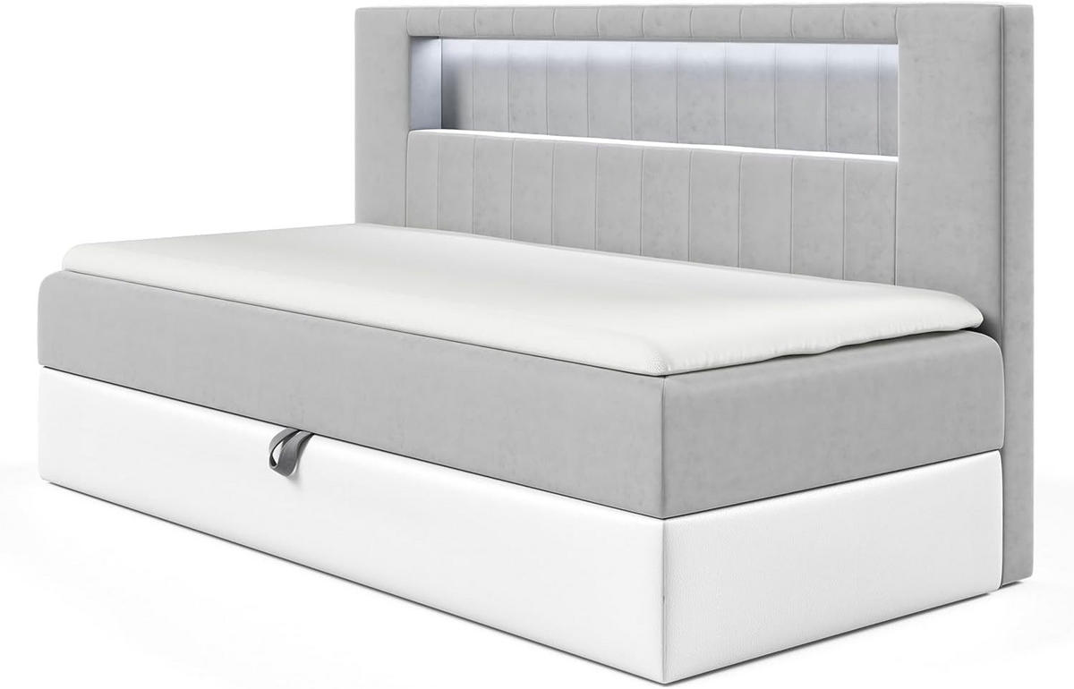 KINDERBETT GARETH 2 - Weiß/Grau, Holzwerkstoff (91/201cm) - Meblini