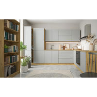 WINKELKÜCHE Avellino eiche artisan / Acryl stone grey matt, Arbeitsplatte eiche artisan 11-teilig - Braun/Grau, Holzwerkstoff (330/207/225cm) - Feldmann-Wohnen