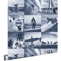 TAPETE Bilder von Surfern 53 cm x 10.05 m - Blau, Papier (53/1000cm) - ESTAhome