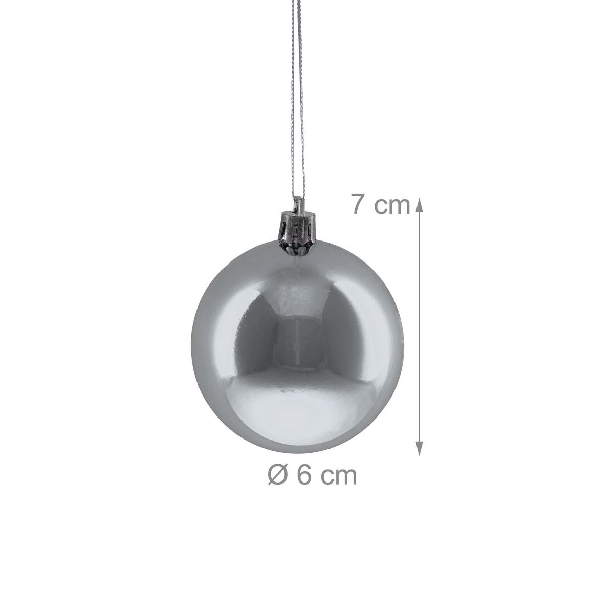 100XWEIHNACHTSKUGELN - Silberfarben, Kunststoff (6/7/6cm) - Relaxdays