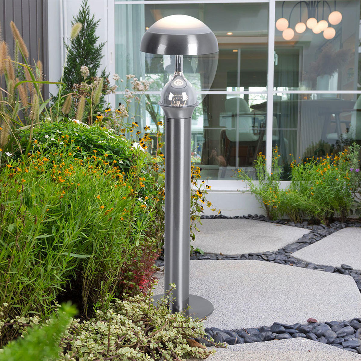 LED AUSSENLEUCHTE Callisto Edelstahl Silber - Silberfarben, Metall (17/17/59cm) - Globo Lighting