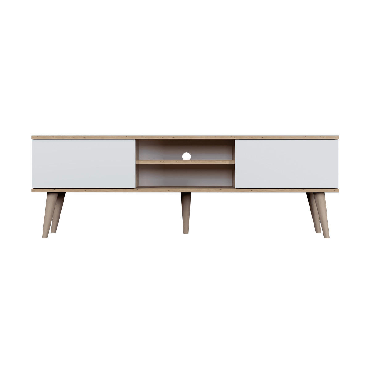 TV-MÖBEL Toronto Weiß und Holz - Weiß/Braun, Holzwerkstoff (160/55/35cm) - Petits-meubles
