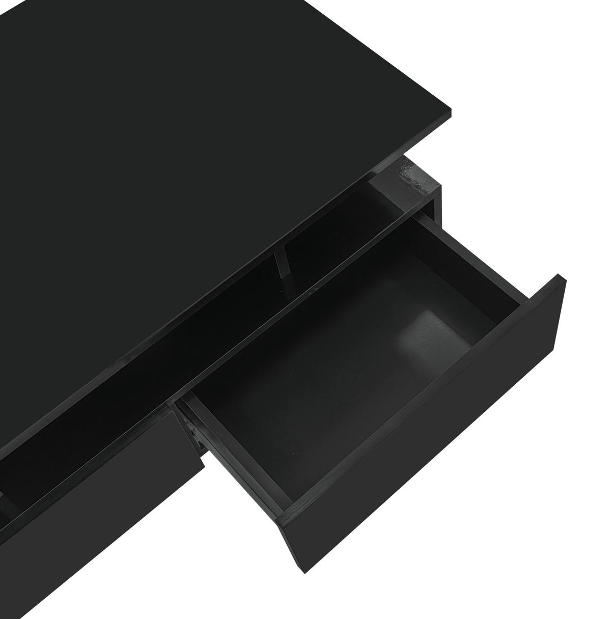 COUCHTISCH 90/55 cm mit LED-Beleuchtung und 2 Schubladen in Schwarz - Schwarz, Holzwerkstoff (90/55/41cm) - BEAOK